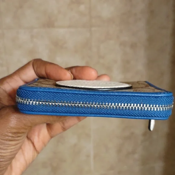 Coach Blue and Brown Leather Wallet - Picture 5 of 9